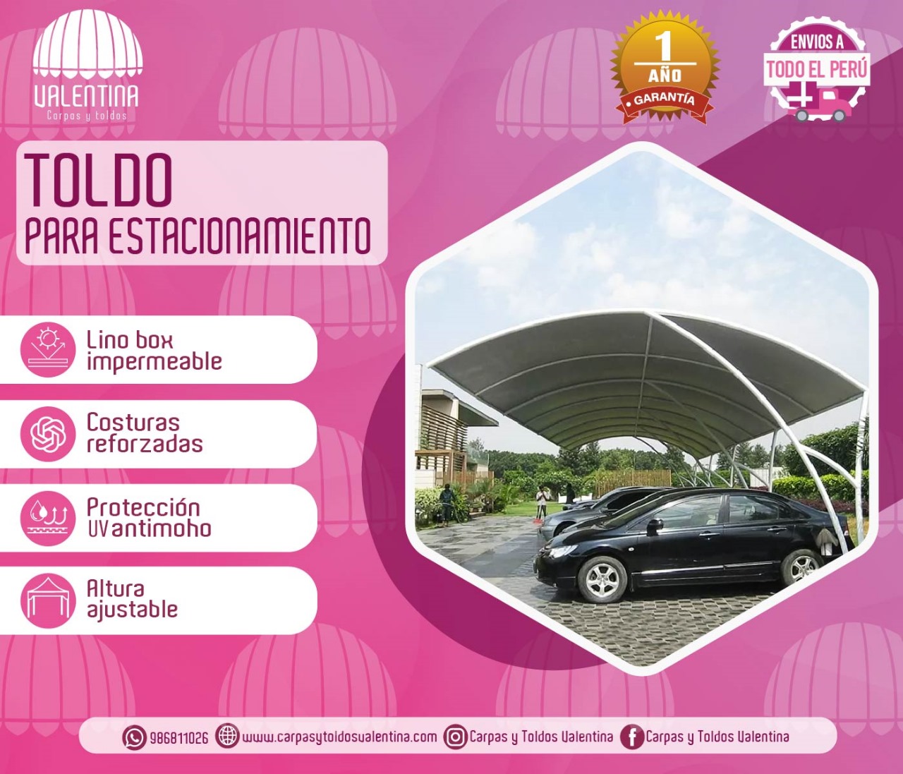 Toldo para Estacionamiento 2x2